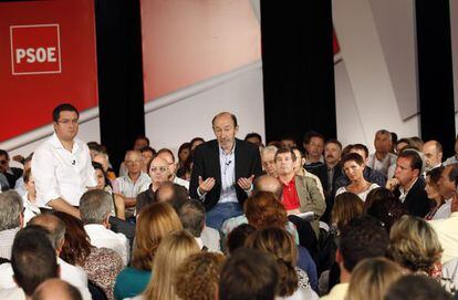 El candidato del PSOE, durante el acto de hoy en Valladolid.