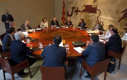 Reunión de ayer del Gobierno catalán en la que se acordó pedir el rescate.