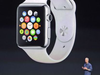 El primer executiu d'Apple, Tim Cook, a la presentació de l'Apple Watch.
