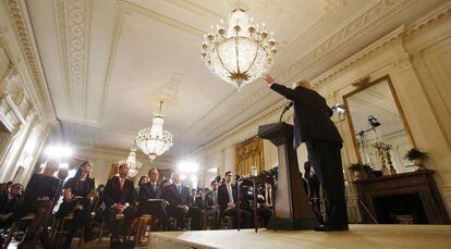 Donald Trump durante una rueda de prensa en la Casa Blanca el pasado 16 de febrero.