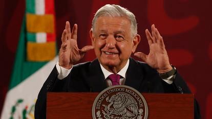 El presidente de México, Andrés Manuel López Obrador, durante su conferencia de prensa matutina, en Ciudad de México.