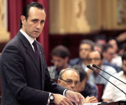 El presidente del Gobierno balear, José Ramón Bauzá, durante su discurso de investidura, ayer