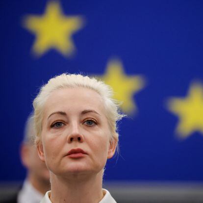 Yulia Navalnaya, the widow of Alexei Navalny, the Russian opposition leader who died in a prison camp, looks on during the day she addresses the European Parliament, in Strasbourg, France February 28, 2024. REUTERS/Johanna Geron