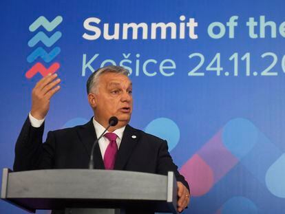 Viktor Orbán el pasado 24 de noviembre en Kosice, Eslovaquia, tras una reunión con el grupo de Visegrado.