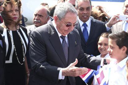 El presidente cubano, Ra&uacute;l Castro, llega a Costa Rica. 