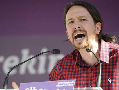 El l&iacute;der de Podemos, Pablo Iglesias, en el Pa&iacute;s Vasco.