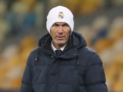 Zinedine Zidane, el martes en el partido contra el Shakhtar en Kiev.