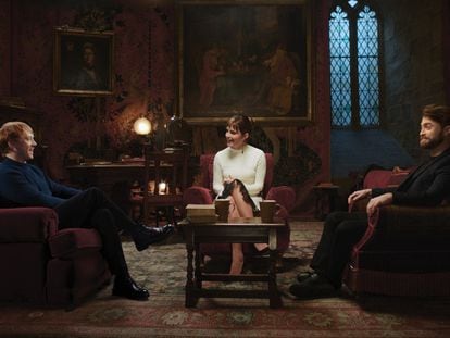 Rupert Grint, Emma Watson y Daniel Radcliffe en una imagen del reencuentro.