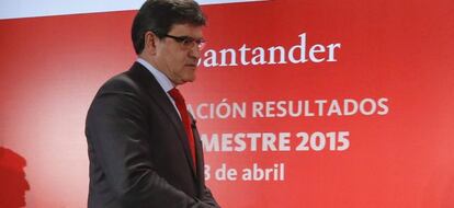 GRA167. MADRID, 28/04/2015.- El consejero delegado del Banco Santander, Jos&eacute; Antonio &Aacute;lvarez, durante la presentaci&oacute;n de los resultados de la entidad en el primer trimestre de 2015, hoy en Madrid. EFE/Juan Carlos Hidalgo