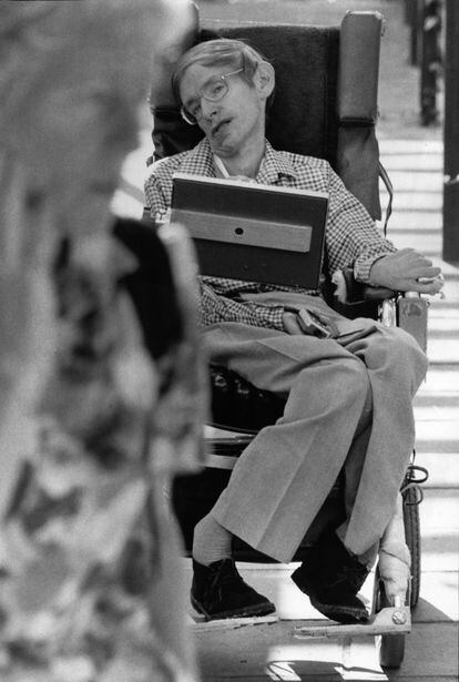 Stephen Hawking en Mazagón, Huelva, el 1 de octubre de 1991.