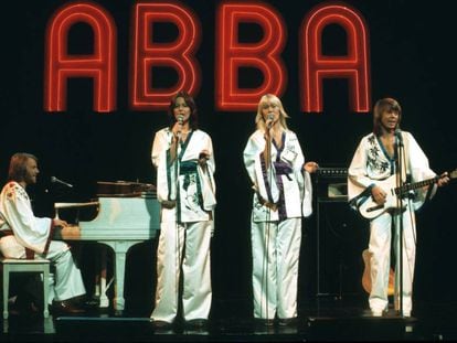 Desde la izquierda, Benny Andersson, Agnetha Fältskog, Anni-Frid Lyngstad y Björn Ulvaes, en 1979.