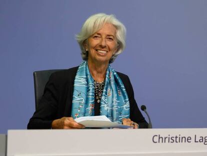 Christine Lagarde, presidenta del BCE, el jueves en Fráncfort.