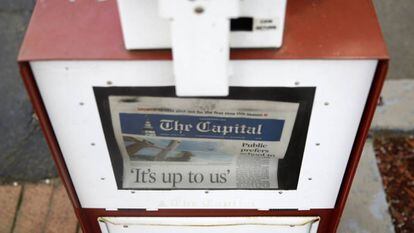 Ejemplar del rotativo Capital Gazette, de Annapolis (Maryland)