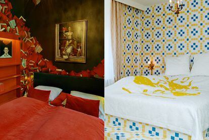 Dos habitaciones del hotel Fox, obra de Nicola Carter y Luise Vormittag (izquierda) y Friendswithyou.