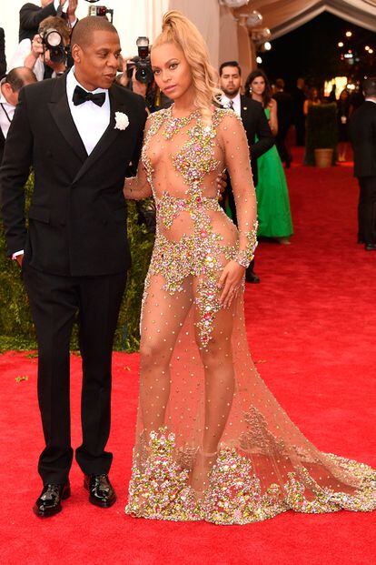 Beyoncé y su marido Jay Z, la pareja más esperada de la noche.