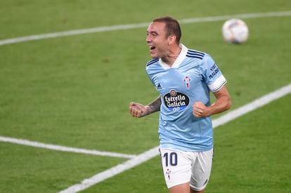 Iago Aspas celebra un gol con el Celta en Balaídos el pasado mes de septiembre.