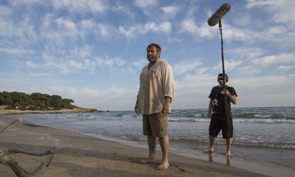 Sergi López en Tarragona, en el rodaje de la película 'Mecanoscrit del segon origen'.