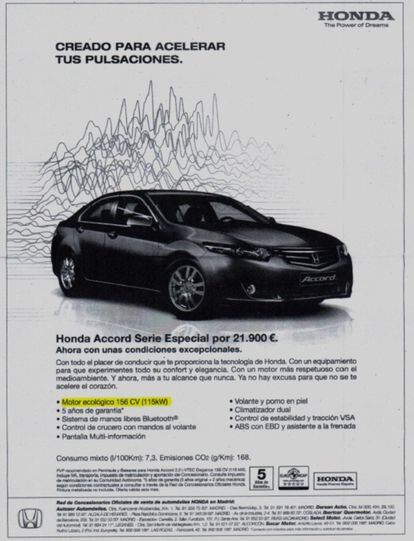El anuncio del Honda Accord que Autocontrol ha `condenado?.