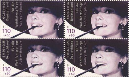 Sellos con la imagen de Audrey Hepburn.