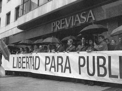 Manifestación por la liberación de Publo Cordón, secuestrado por el GRAPO.