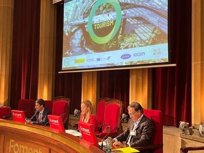 Acto de presentación de la agrupación empresarial innovadora 'Re think tourism', en la sede de Foment de Treball en Barcelona este martes.