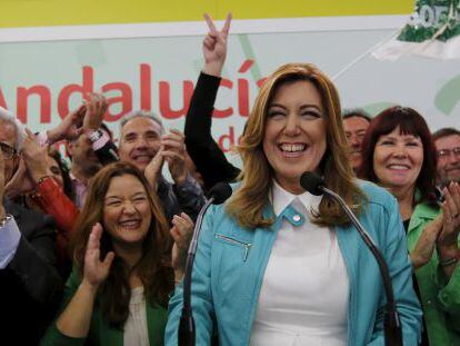 Susana D&iacute;az celebra anoche la victoria del PSOE en las elecciones andaluzas
