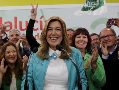 Susana D&iacute;az celebra anoche la victoria del PSOE en las elecciones andaluzas