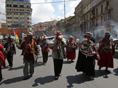 Una manifestaci&oacute;n en apoyo a Evo Morales en La Paz. 