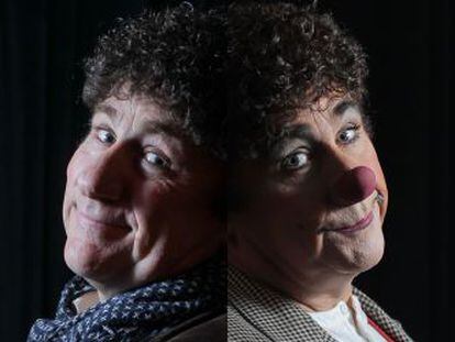 David Larible, en el Circo Price, antes y despu&eacute;s de caracterizarse como clown.