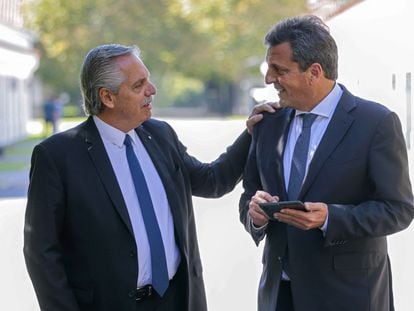 El presidente argentino, Alberto Fernández, y su ministro de Economía, Sergio Massa.