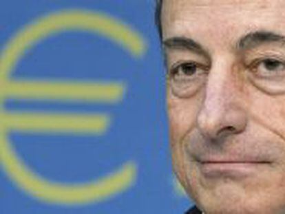 El presidente del Banco Central Europeo (BCE), Mario Draghi, durante una rueda de prensa ofrecida en Fr&aacute;ncfort.