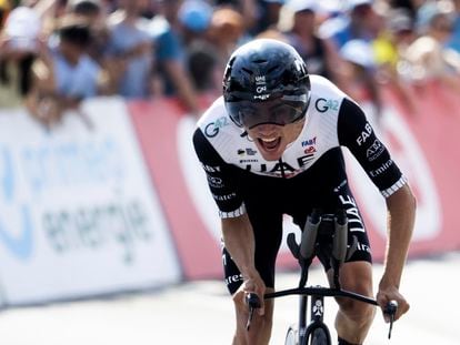 Juan Ayuso, este domingo en la contrarreloj de la Vuelta a Suiza.