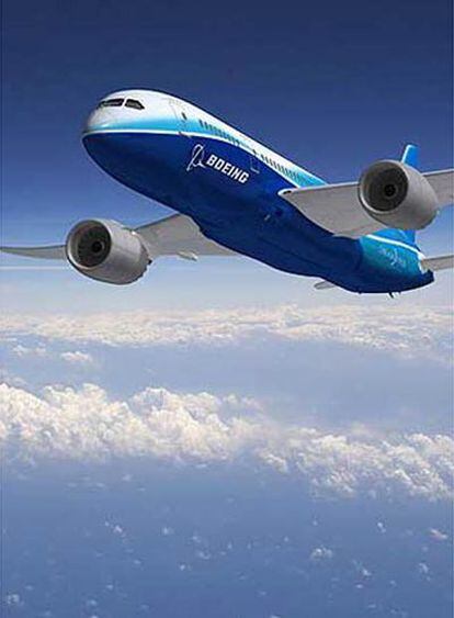 Imagen del 787 Dreamliner, nuevo modelo de avión de pasajeros de la compañía aeronáutica Boeing, cuya puesta en servicio está prevista para 2008