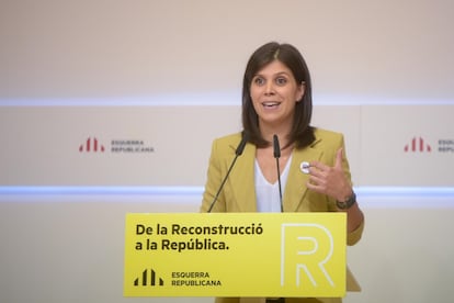 La secretaria general adjunta y portavoz de ERC, Marta Vilalta, en rueda de prensa telemática.