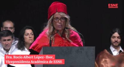 Rocío Albert López-Ibor at an ESNE graduation ceremony in July 2019, when she had already returned to politics.