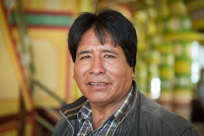 The merchant Rene Calisai, owner of a 'cholet' in El Alto, Bolivia.