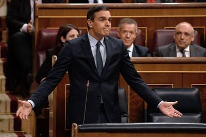 Pedro Sánchez, durante una de sus intervenciones en el Congreso este domingo.