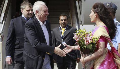 Jos&eacute; Manuel Garc&iacute;a-Margallo a su llegada a Nueva Delhi.