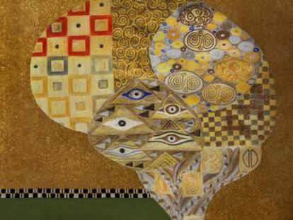 Met&aacute;fora del mosaicismo del cerebro basada en el &lsquo;Retrato de Adele Bloch-Bauer&rsquo;, de Gustav Klimt.   