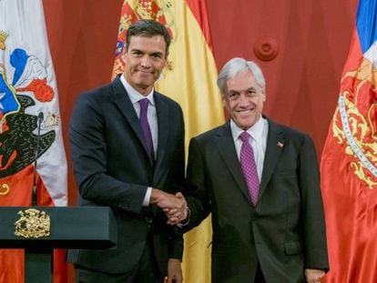 El presidente Pedro Sánchez junto a su homólogo chileno Sebastián Piñera. 