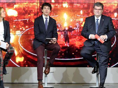 El alcalde Juan María Aburto y el diputado general, Unai Rementeria, este miércoles en Bilbao. 