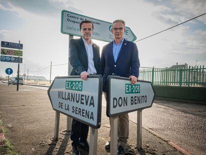 Miguel Ángel Gallardo (Izquierda) y José Luis Quintana Álvarez (derecha), alcaldes de Villanueva de la Serena y Don Benito, respectivamente.
