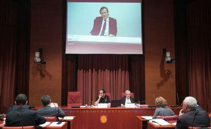 Josep Pujol i Ferrusola comparece por videoconferencia ante la comisi&oacute;n.