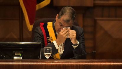 El presidente de Ecuador, Rafael Correa, durante su &uacute;ltimo informe de Gobierno.