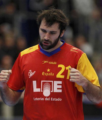 Joan Reixach celebra un gol ante Hungría.