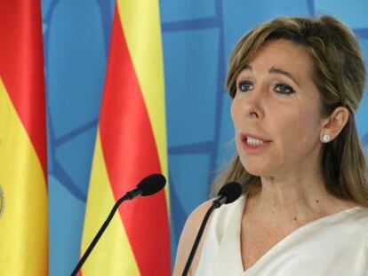 Alicia Sánchez-Camacho, en la rueda de prensa del PP.