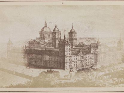 Vista del Monasterio de El Escorial, calotipo publicado en el libro 'Annals of the Artists of Spain', de William Stirling (1848).
