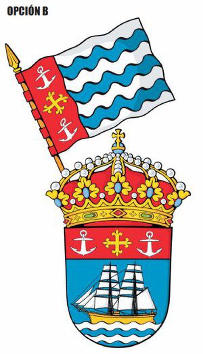 Segunda opción de escudo que el Ayuntamiento de Bueu somete a votación de sus vecinos.