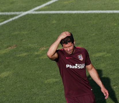 Simeone, durante un entrenamiento del Atlético.