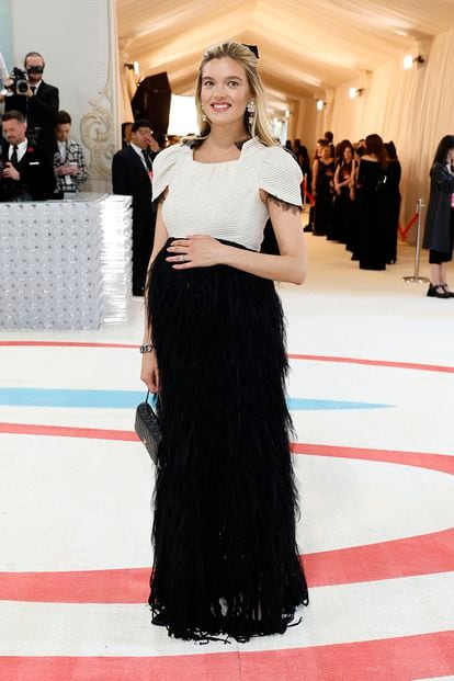 La market editor de la edición estadounidense de Vogue, Alexandra Michler Kopelman, con un vestido bicolor de Chanel.